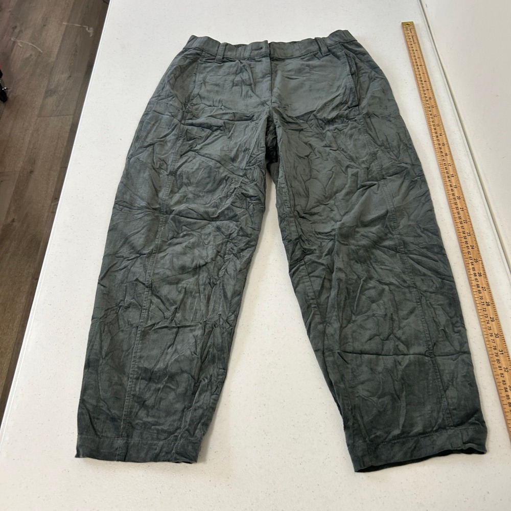 Eileen Fisher Petite Charcoal Grey Corduroy Tapered Pants PS High Rise 7633